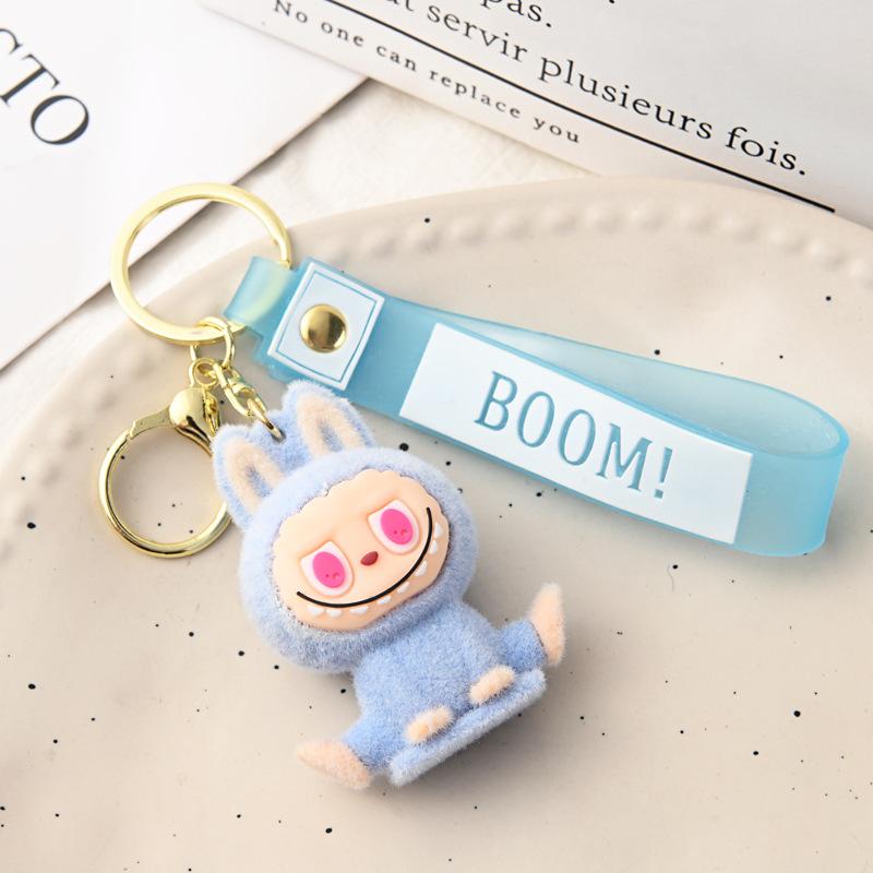 Flocking Yoga Keychain Small Pendant Cartoon Cute Doll Keychain Small Gift