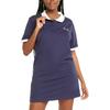 Puma Logo Print Polo Neck Loose Breathable Sports Casual Short Sleeve Dress Women Dresses Blue 671727-06