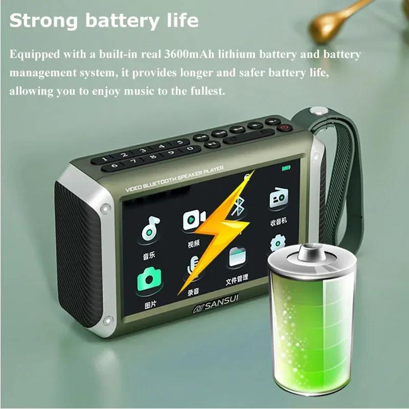 F53 4.3-inch LED Display Radio Wireless Bluetooth Speaker Portable FM Radio TF Card Slot MP4 Music Player Video