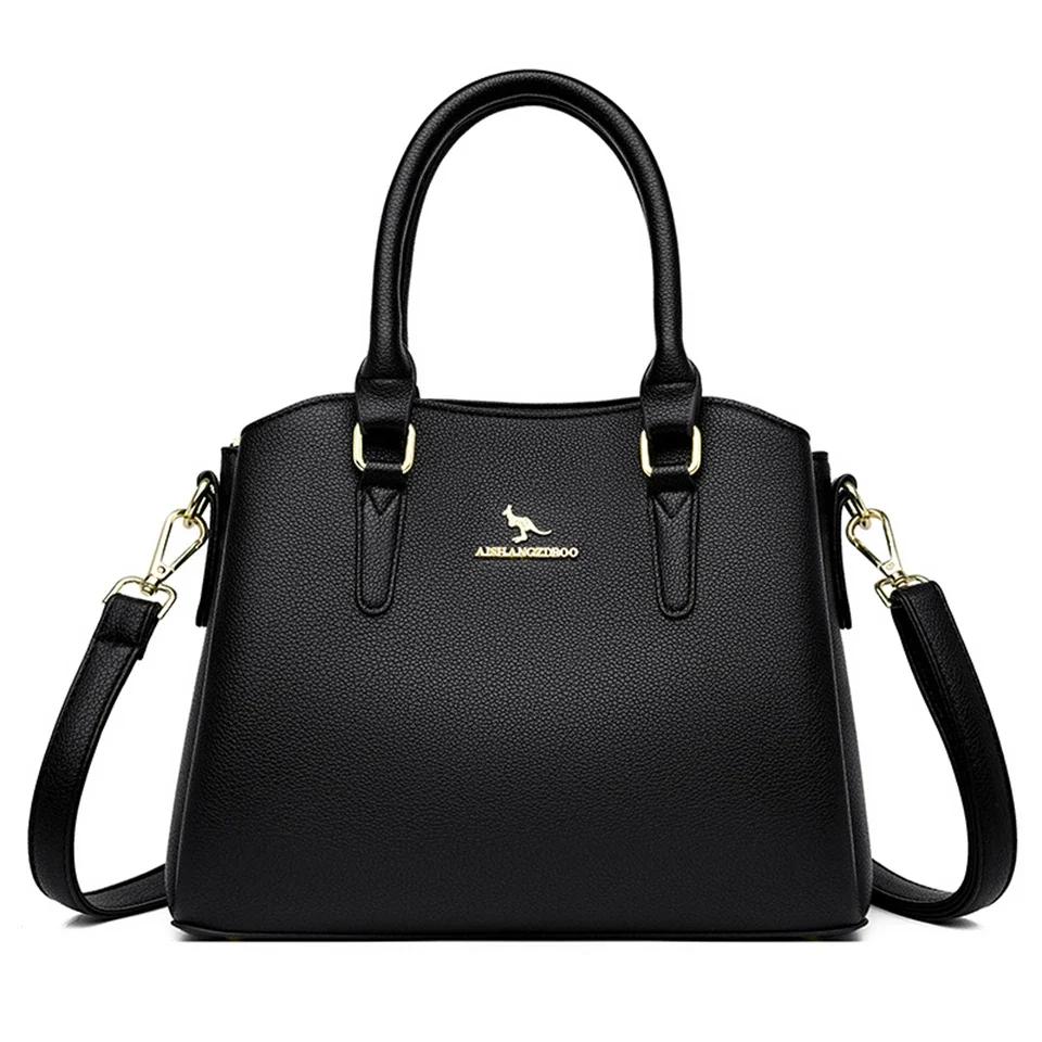 

Стильная женская сумка из прочной кожи с удобными двойными ручками, съемным плечевым ремнем, вместительная и многофункциональная