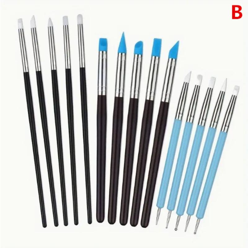 1/10/15 Pcs/Set Dual Ended Rhinestone Nail Art Silicone Pen Sculpture Pen/3D Flower Carving/Dotting Nail Tool Manicure Brush
