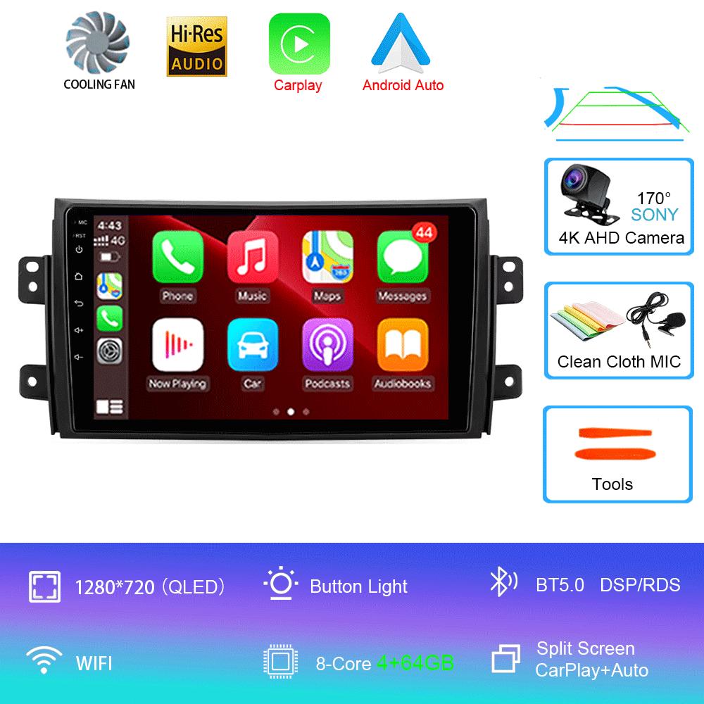 Car Radio Android 14 Carplay for Suzuki SX4 2006-2013 Fiat Sedici 2005-2014 Navigation Multimedia Video Player Audio 2din Stereo