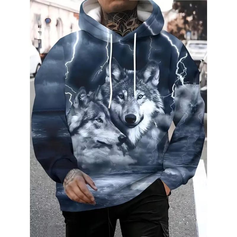 Men's Autumn and Winter 3D Dragon Printed Hooded Sweater Hoodies & Sweatshirts (men’s)