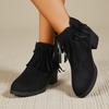 Fashion Black Scrub Cowhide Booties Spring and Autumn Fur Temperament Small Casual Women's Boots