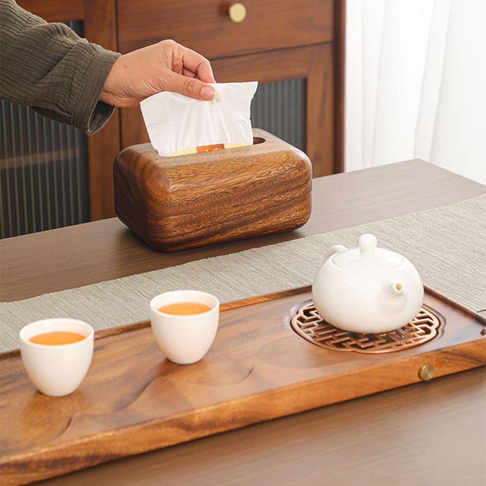 1Pc Durable Wooden Tissue Box Cover Large Capacity Elegant Tissue Storage Box Simple Napkin Dispenser Fo Homestay