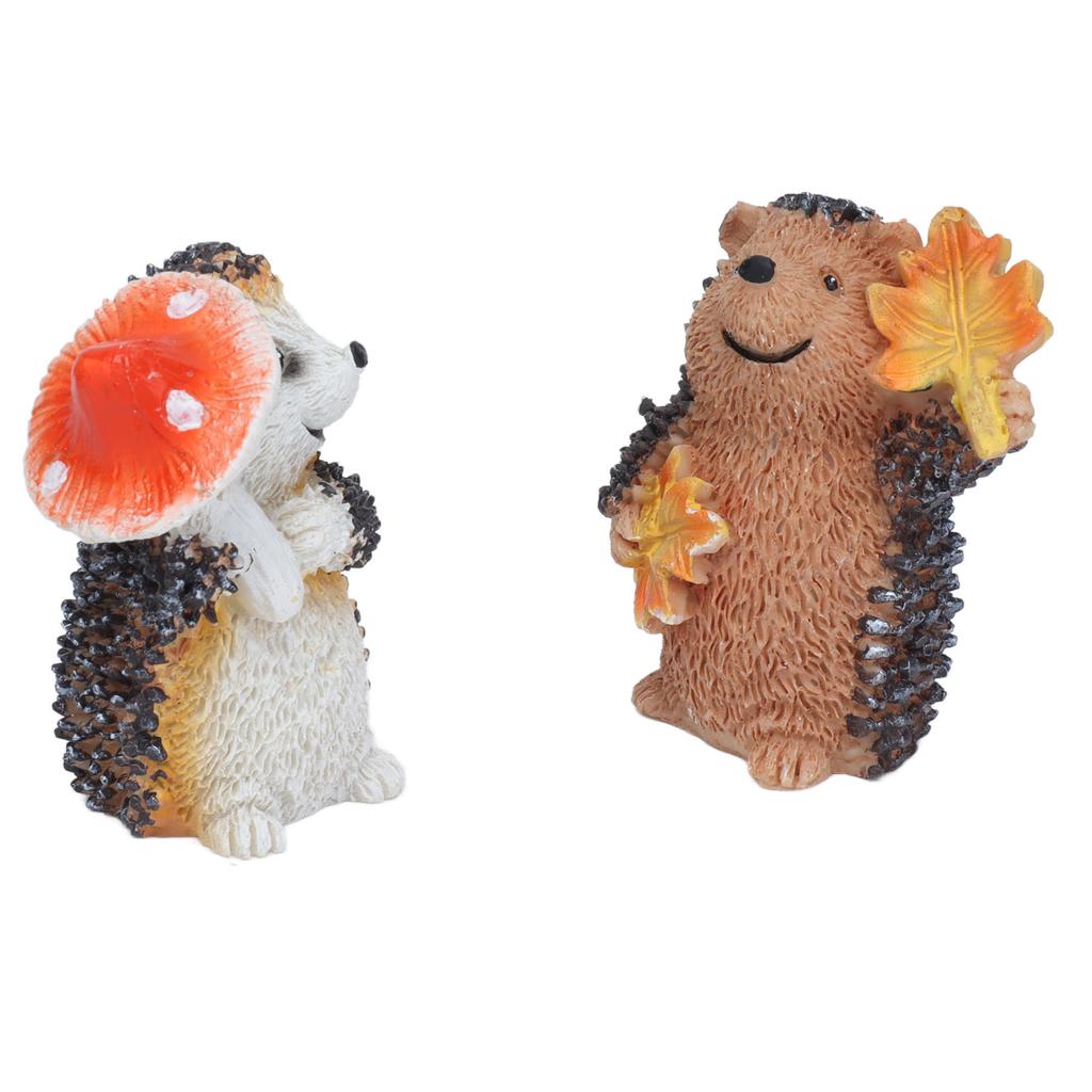 1 Pair Resin Hedgehog Ornament Micro Landscape Animal Decoration for Birthday Bedroom Study