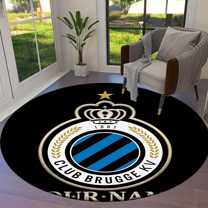 Club Brugge KV Custom Name Round Area Rug,Carpet Rug for Living Room Bedroom Sofa Playroom Decor,Non-slip Floor Mat