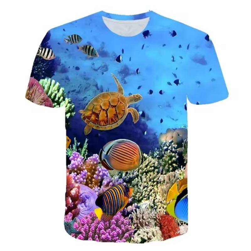 Women's 3D Printed Underwater Coral Fish T Shirt Funny Animal WoMen T-Shirt Casual Seabed View Streetwear Tshirt Casual Tee Tops