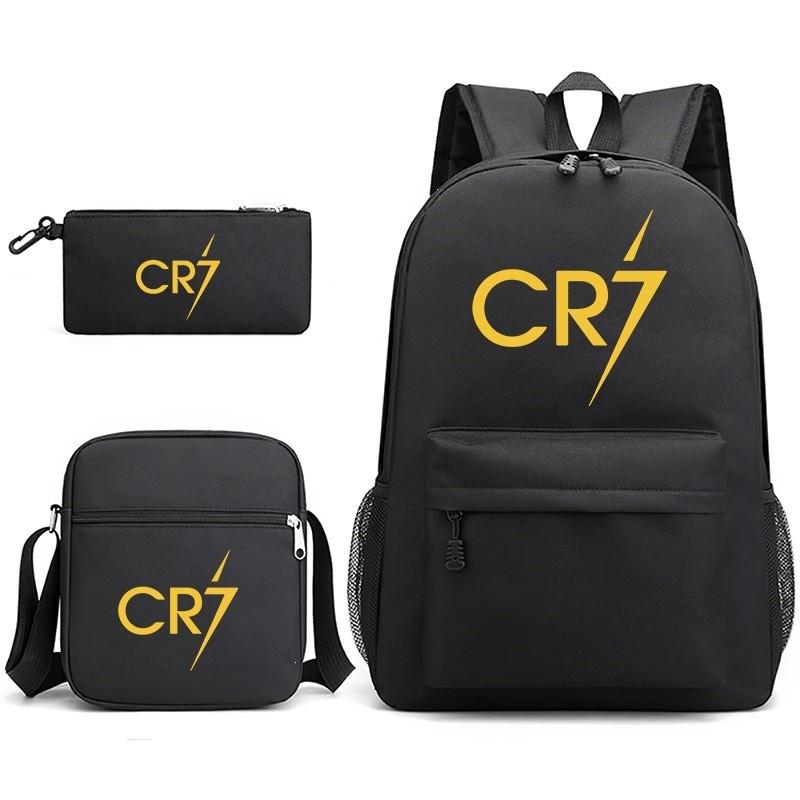 CR7 Youth Printed Backpack With Shoulder Pouch Set Middle School Students Durable Oxford Fabric Breathable Shockproof