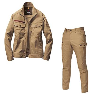 BURTLE Workwear BURTLE 7051 7052 Top and Bottom Set ALL Seasons Fall/Winter Unisex Work Clothes (Khaki, 5L)