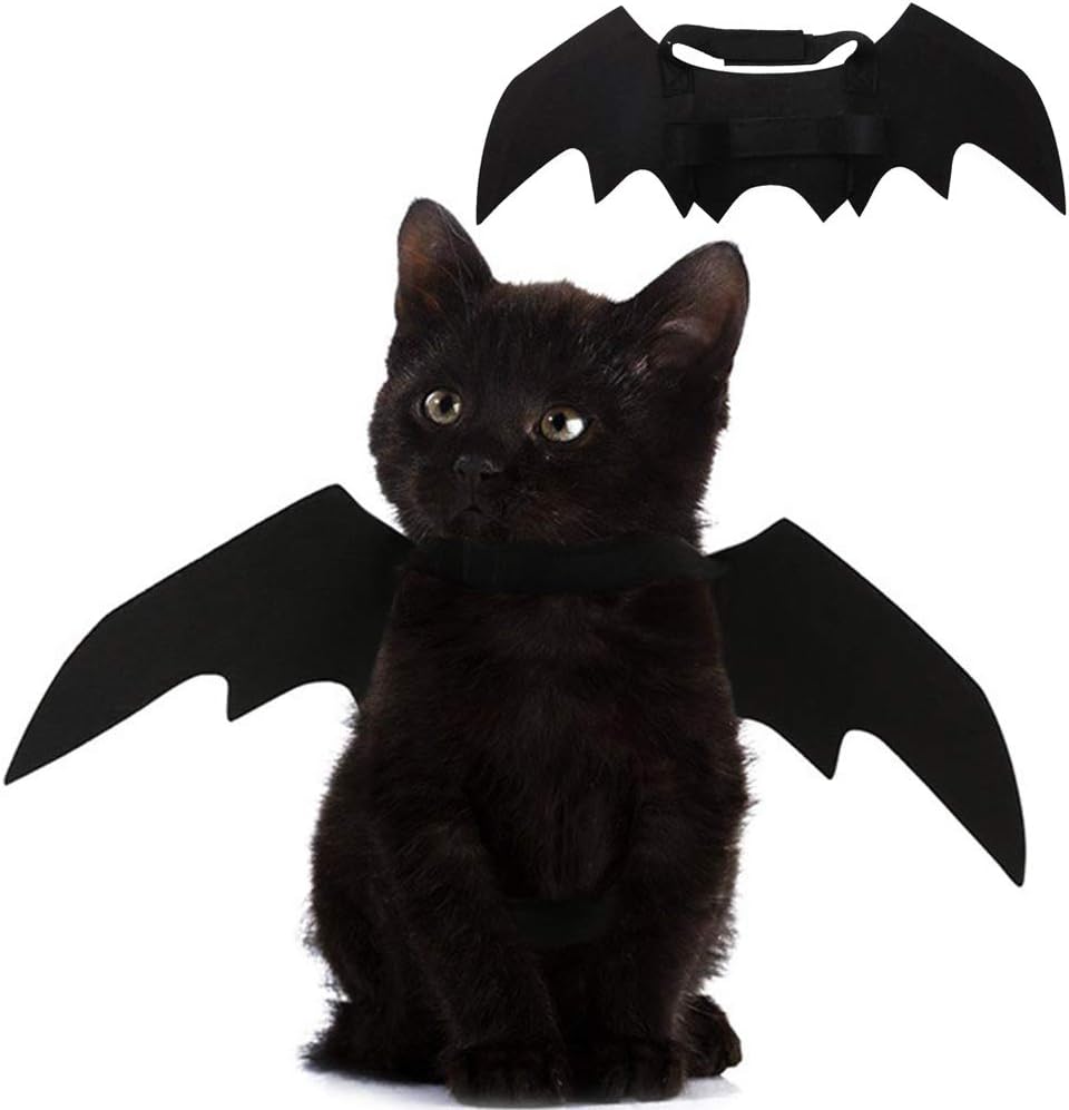 Pet Cat Bat Wings Halloween Party Decoration Small Dog Collar Cosplay Bat Costume Cute Puppy Dress Up Accessories Pet Products