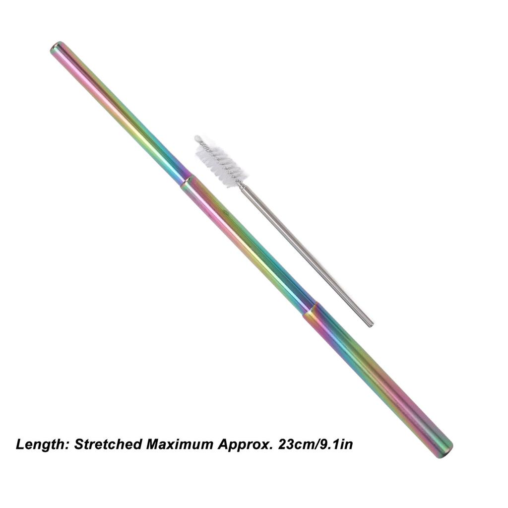 2Pcs Collapsible Metal Straw 304 Stainless Steel Drinking Travel Telescopic Straw with Cleaning Brushes for Travel Work