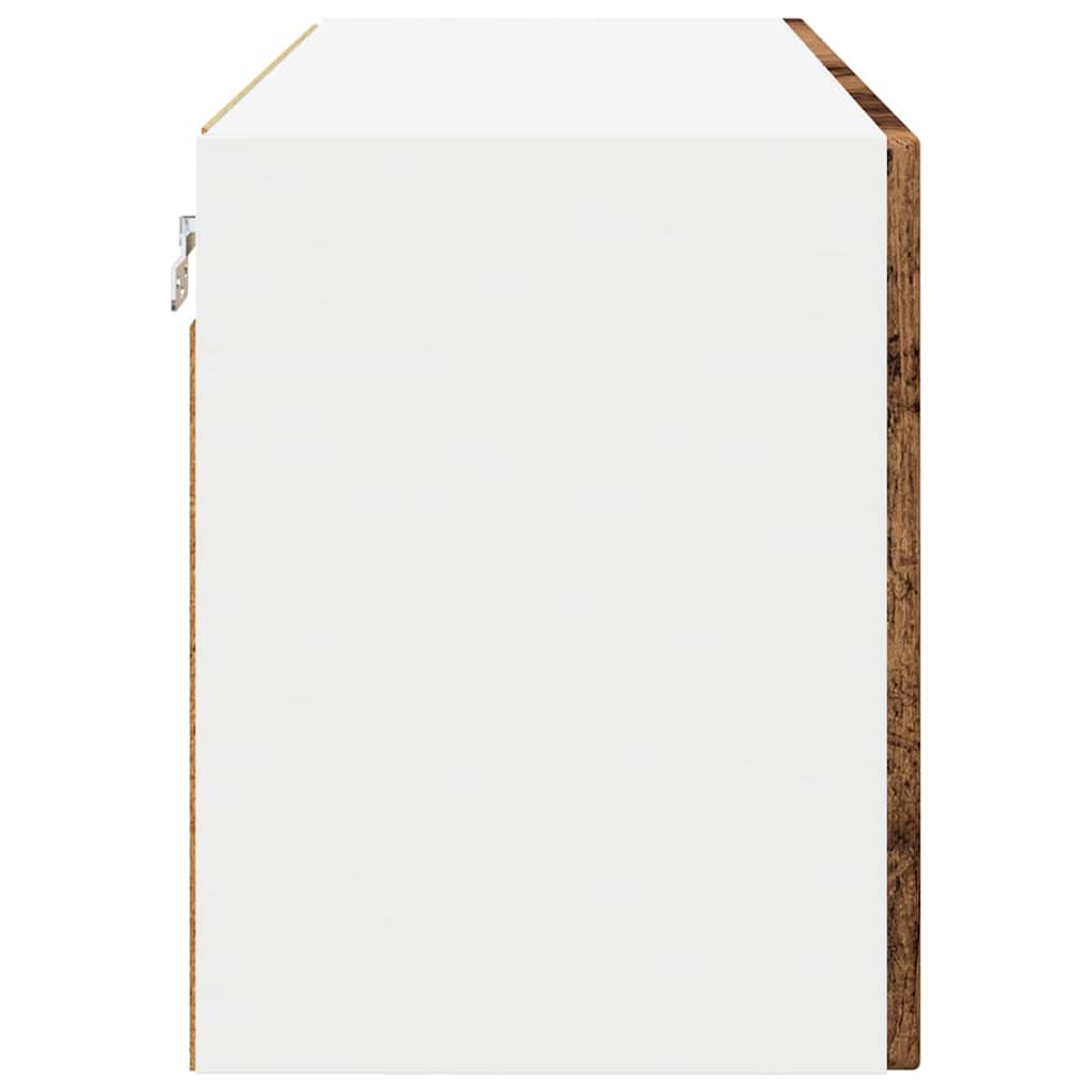 Porto Wall Mounted Glass Cabinet Reclaimed Wood Look 80 X 31 X 40 Cm Engineered Wood