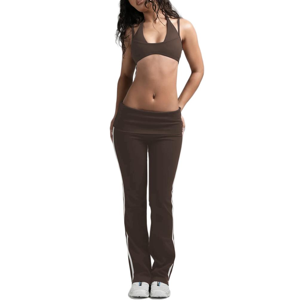 Yoga suit, trousers folded waist, flared pants, beauty back, bra, underwear, running Pilates two-piece set