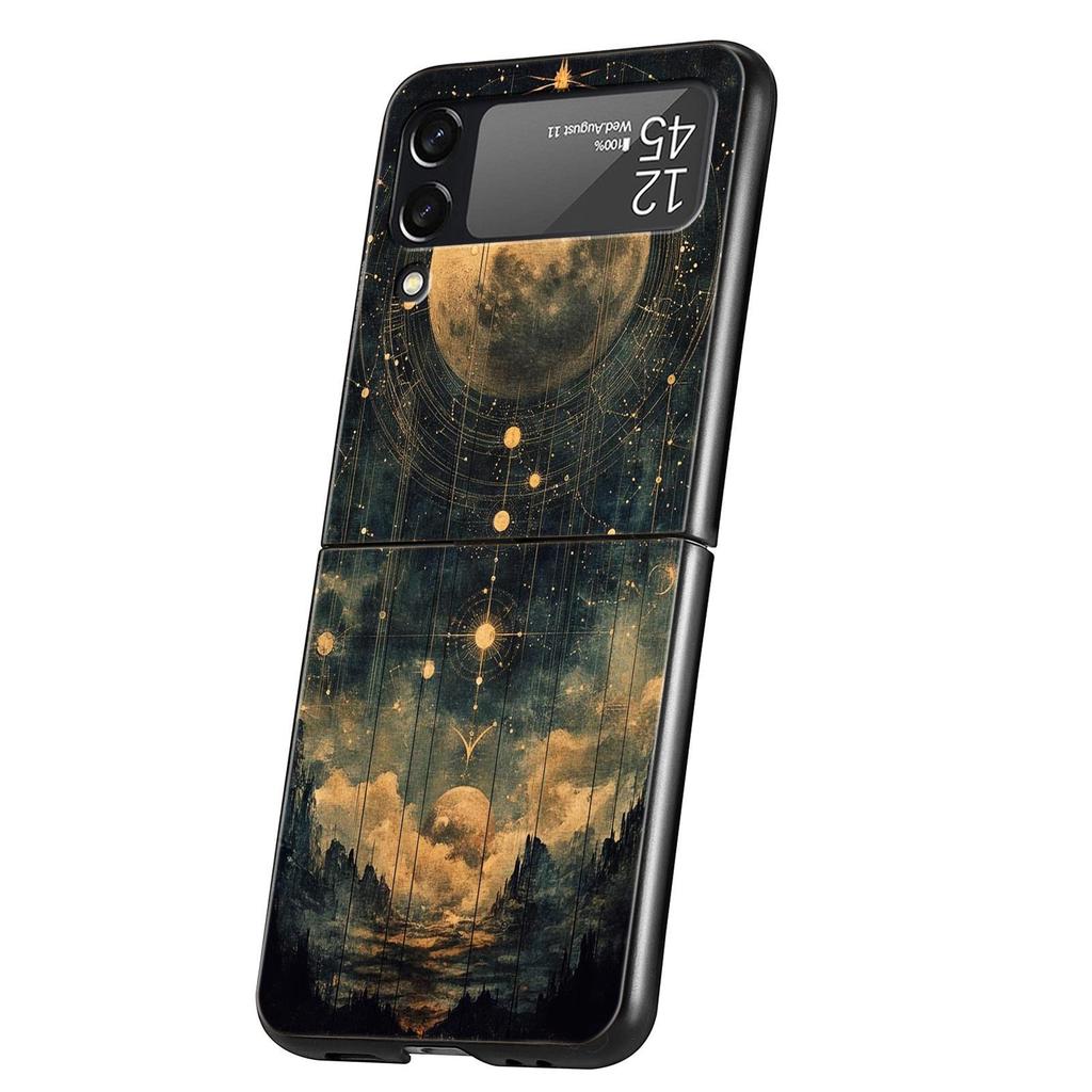 Fashion Starry Sky Stars Hard PC Phone Case For Samsung Galaxy Z Flip 7 6 5 4 Black Cover For Galaxy Z Flip 3 Foldable Shell Bag