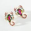 Pinkdudu Mode Mehrfarbige Skorpion Ohrstecker Übertrieben Glänzend Große Strass Insekt Ohrring für Frauen Schmuck PD1179