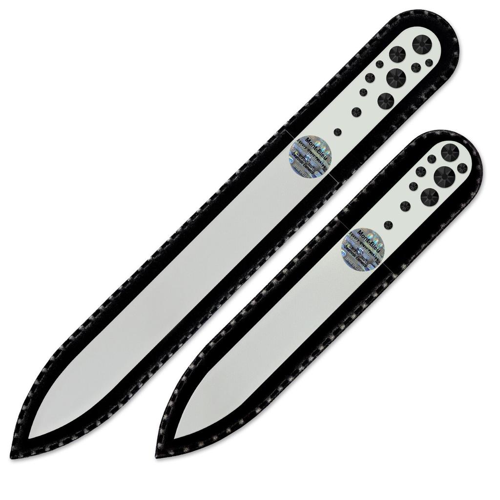 Set med 2 vita kristallnagelfilar med kristaller WW-MS