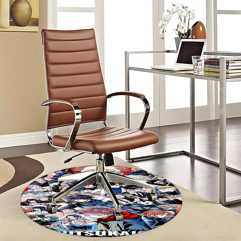 1pc Anime Character Round Carpet  Fitsuoka Design, Office Chair Mat, NonSlip Rug for Home Decor, Seasonal Gift, Suitable for Office, Living Room 80cm
