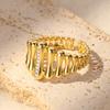 Zirkon Kristall Geometrische Ringe für Damen Edelstahl Goldfarbe Verstellbarer Fingerring Trendiger Hochzeitsschmuck Luxus