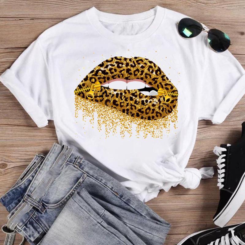 Women Lip Watercolor Sexy Lip Sweet Print T Shirt Female Graphic Top Short Sleeve Fashion  Summer Tshirts Casual Tee T-Shirt