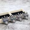 Nordic Retro Stainless Steel Men's Single-Sided Wolf Gemstone Pendant