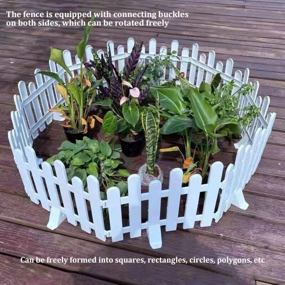 5pcs Plastic Garden Fence White Picket Fence Border Lawn Flowerbeds Plant Borders Decorative Lightweight Easy Installation