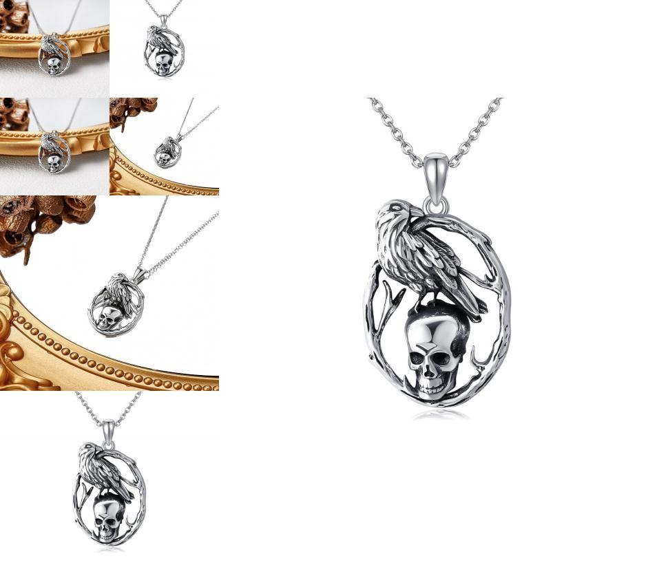 Unique Gothic Skull Necklace With Zinc Alloy Material And Crow Shape Design For Women