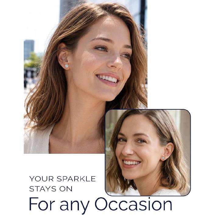 MomentWish Moissanite Stud Earrings for Women Men, 0.6-3 Carat Round Cut D Color VVS1 Lab Created Diamond Studs, 925 Sterling Silver Hypoallergenic