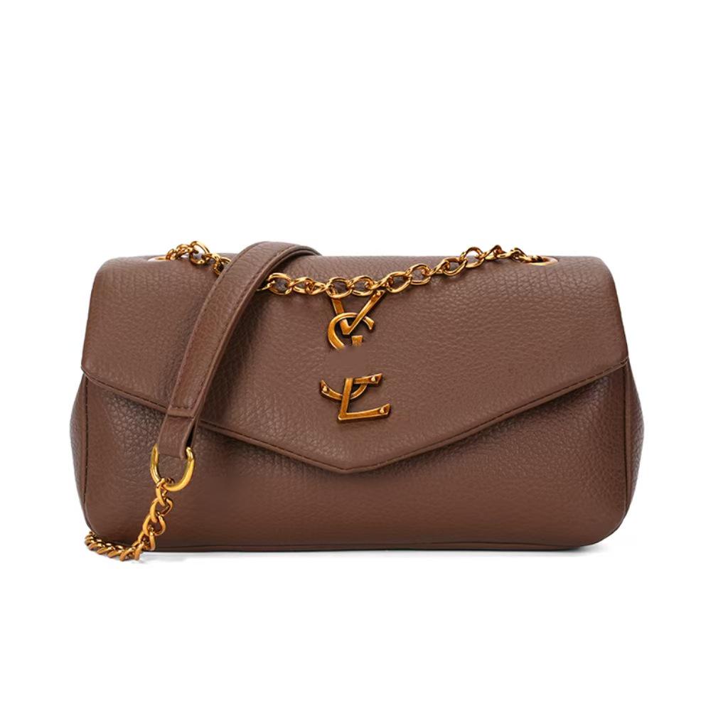 2025 Trendy Solid Color Texture Chain Shoulder Bag for Women