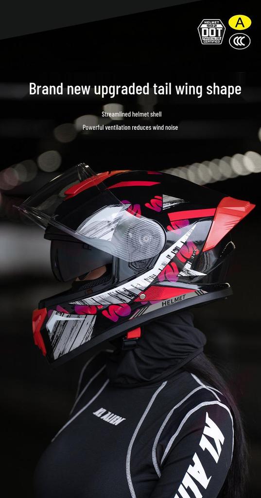 Certified Full Face Motorcycle Helmet for Men & Women, Warm, All-Season, for Electric Vehicles and Winter Riding