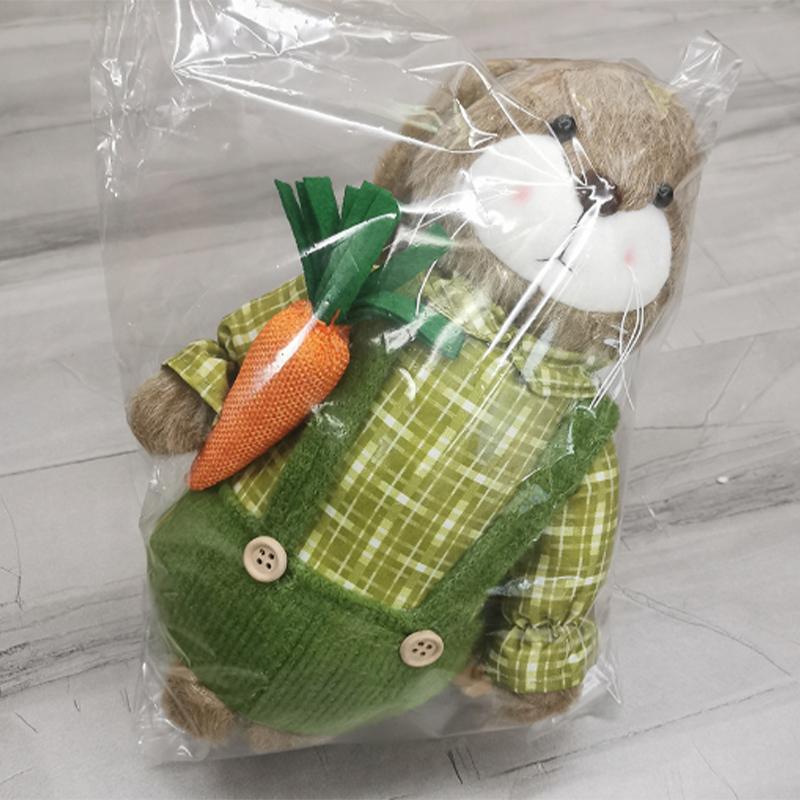 2026 Osterhase Sitzende Geste Ornamente Lange Weiche Beine Cartoon-Hasenstatue Außenveranda Dekoration Mit Karotte Heimdekoration