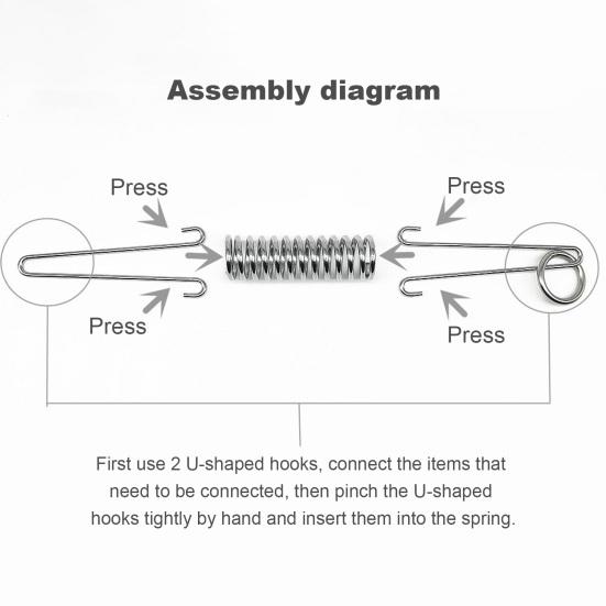 Dog Leash Shock Absorbing Spring Buckle Heavy Duty Steel Tent Fixed Spring Buckle Self-Adjusting Spring Hook Structure Tightener