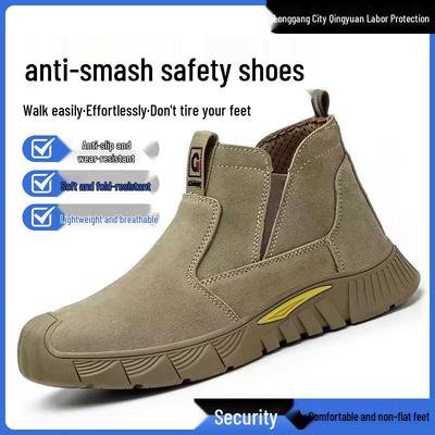 Men's High-Top Steel Toe Slip-On Work Shoes - Anti-Smash, Anti-Puncture, Anti-Scald for Welders