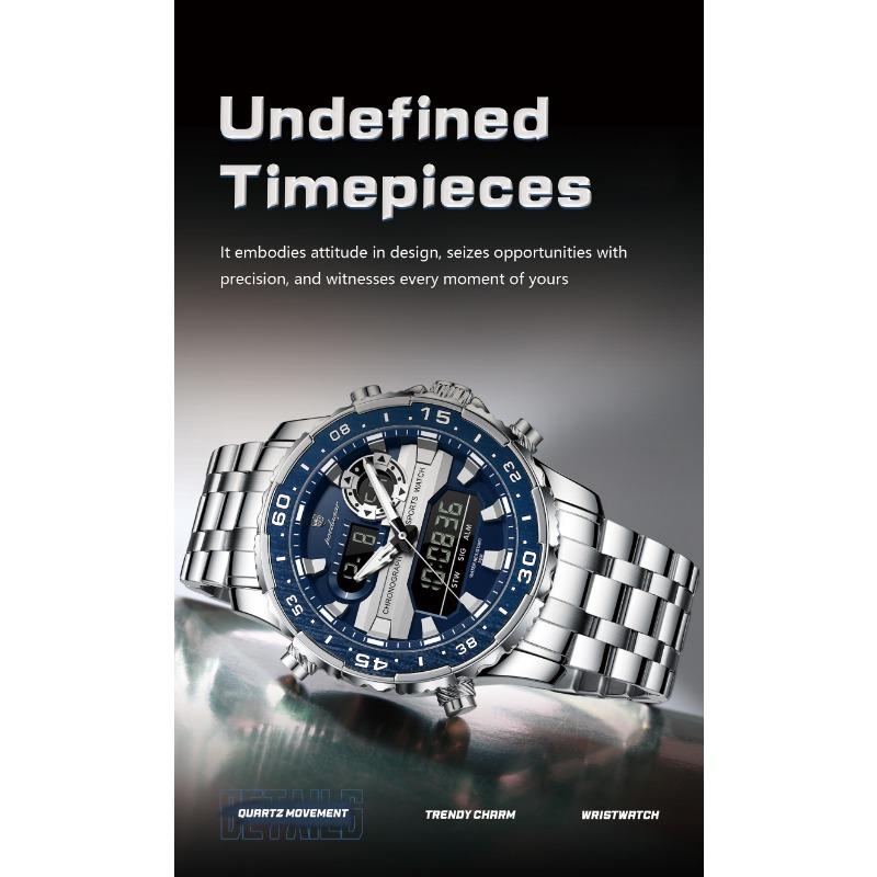 POEDAGAR Electronic Fashion Man Wristwatch Week Date LED Luminous Men Watch Dual Time Display Digital Quartz Watches