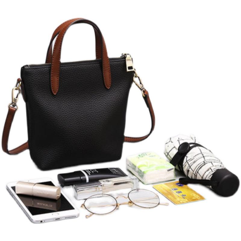 New Women Bucket Bag Contrast Color Large Capacity Soft Leather Female Crossbody Bag Fashion Classic Textured Handbag