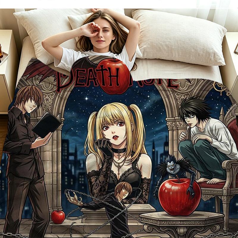 Anime DEATH NOTE Print Flannel Blanket High Quality Warm Comfortable Cover for All Seasons Perfect for Gifts Home Decor