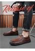 Plus Size Men's Casual Spring Leather Low-Top Shoes, Trendy Hand-Stitched and Breathable, Sizes 47-48