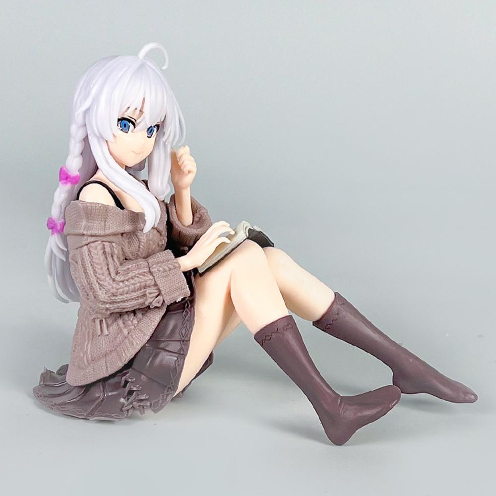 11cm Wandering Witch The Journey of Elaina Anime Figure Reading Action Figures Desktop Cute Decorations Simple Style Kawaii Girl