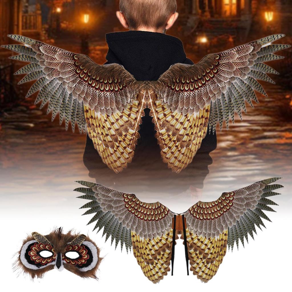 Wings Owl Costume Teens Halloween Bird Cosplay Set Funny Owl Masque Wing Costume For Carnival Performance Party Theater