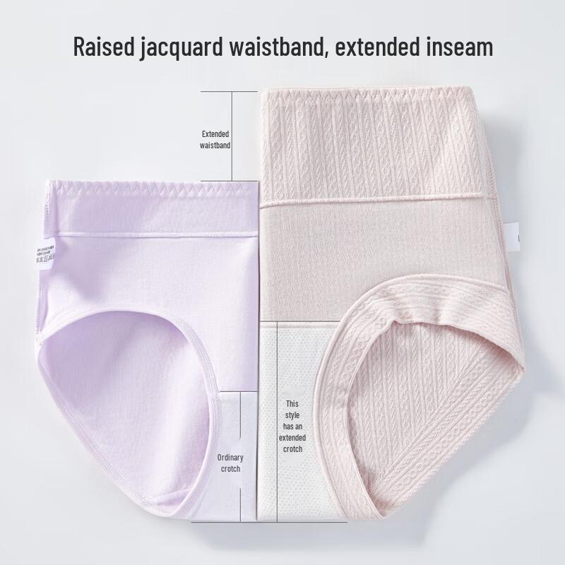 Yiershuang Women's High-Waist Antibacterial Cotton Underwear with Silk Crotch (3-Pack)