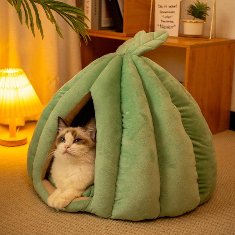 Four Seasons Universal Warm Semi-closed Pumpkin Warm Cat Nest Removable and Washable Plush Pet Nest