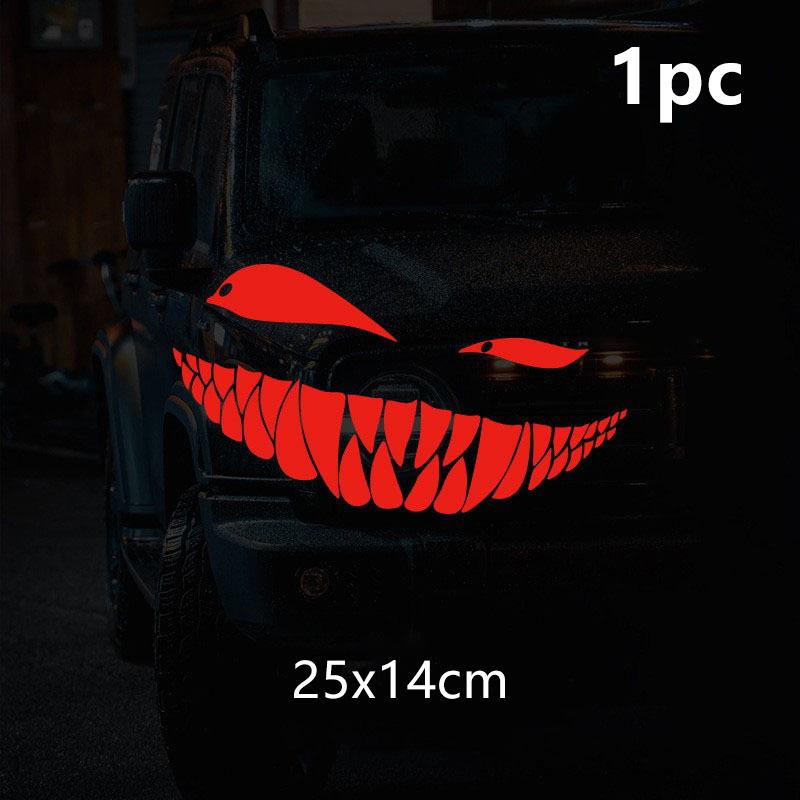 Motorcycle Car Body Helmet Demon Smiling Face Car Sticker Rear Windshield Door Cover Personalized Decals Reflective Stickers