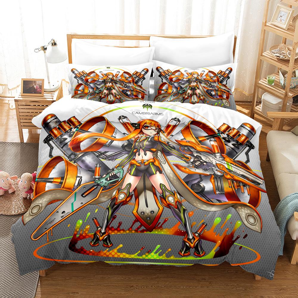 

Splatoon Bedding Set Single Twin Full Queen King Size Kawaii Boys/girls Bed Set Aldult Kid Bedroom Duvet cover Sets 3D Print 014 EU single(135x200cm)
