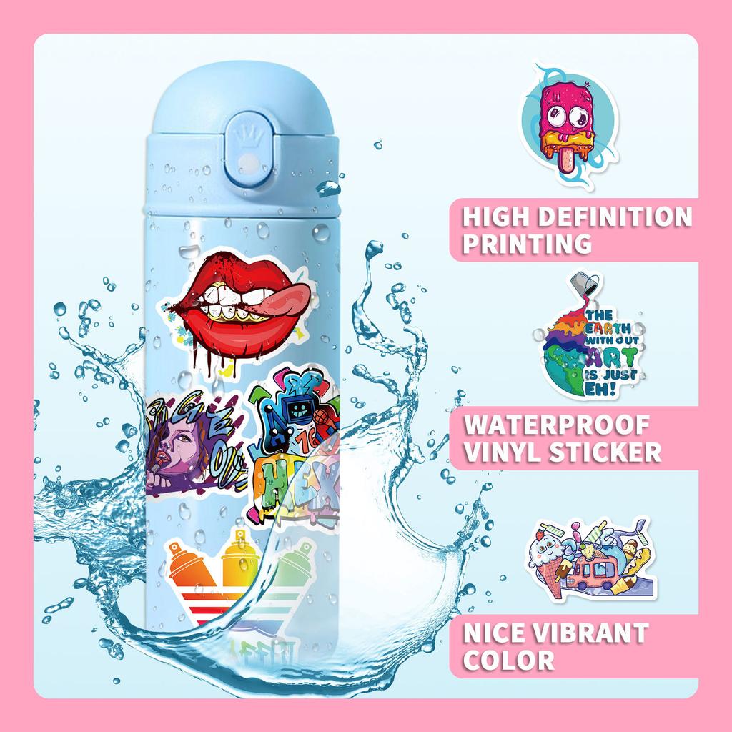 50 Naklejek Graffiti Uliczne, Naklejki Kreskówkowe, Kask Pudełko na Artykuły Szkolne Studenta Naklejki Graffiti