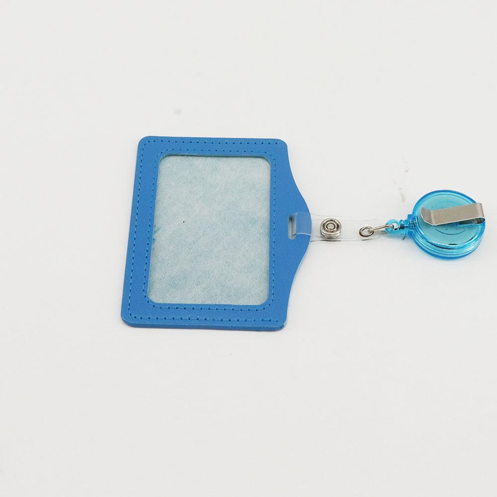 Clip Horizon Style PU Leather ID Badge Holder Nurse Doctor Retractable Badge Reels Name Card Holder