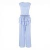1116 Summer Women's Clothing Set Small and Fresh Design Fungus Edge Sleeveless Vest Splicing Straight Pants Two-piece Set
