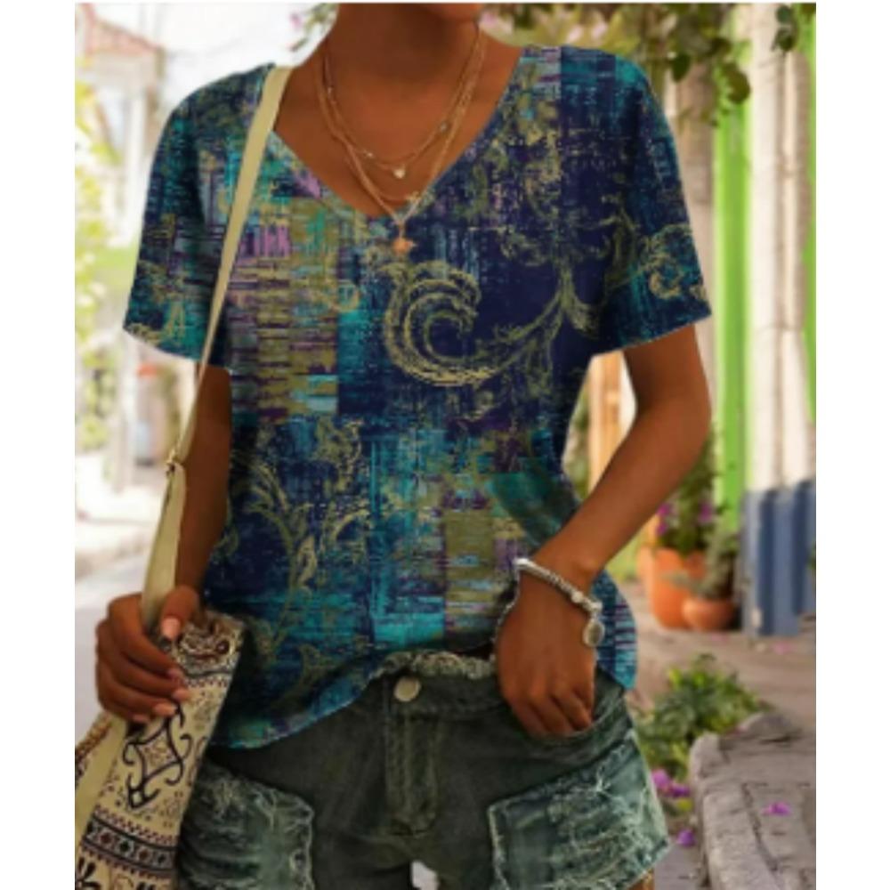 Women's Luxury T Shirts 3d Butterfly Print Short Sleeve V-neck Summer Fashion Casual Gradient Girls Pullover