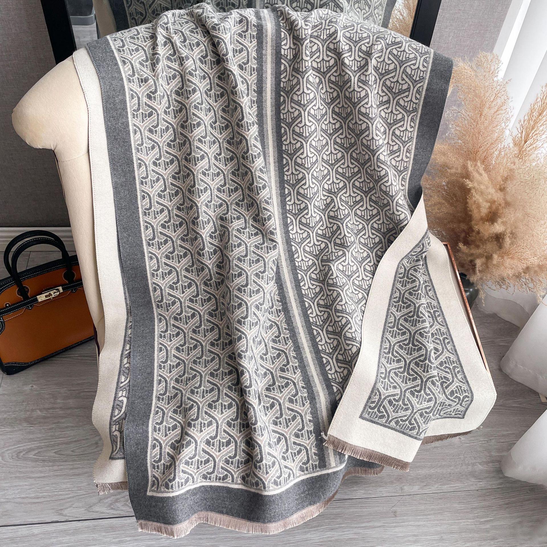 

Корейская версия Геометрический Теплый Шарф Двусторонний Имитация Кашемира Утолщенный Студенческий Шарф Шаль для Кондиционированного Помещения На Улицу 180*65cm серый