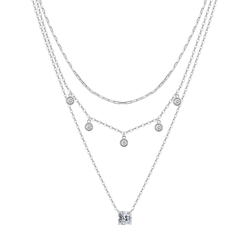 ORSA JEWELS Изысканное серебряное ожерелье-цепочка 925 пробы, сексуальное, многослойное, для женщин, блестящее летнее колье, аксессуар BQN43
