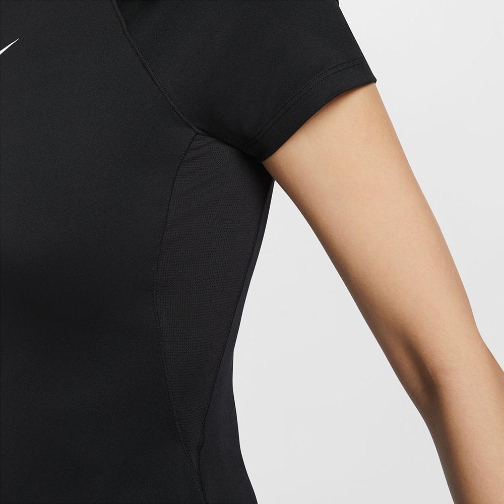 Nike Dri-Fit Γρήγορου Στεγνώματος Μονόχρωμο Λογότυπο Διχτυωτό Εξαεριζόμενο Μπλουζάκι Προπόνησης Γυναικεία Μπλούζες Μαύρο Λευκό FV7843010